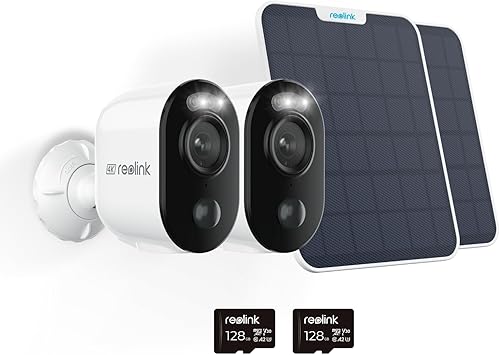 REOLINK Argus 3 Ultra - Paquete de 2 con panel solar, cámara de seguridad solar 4K inalámbrica para exteriores, independiente, visión nocturna a