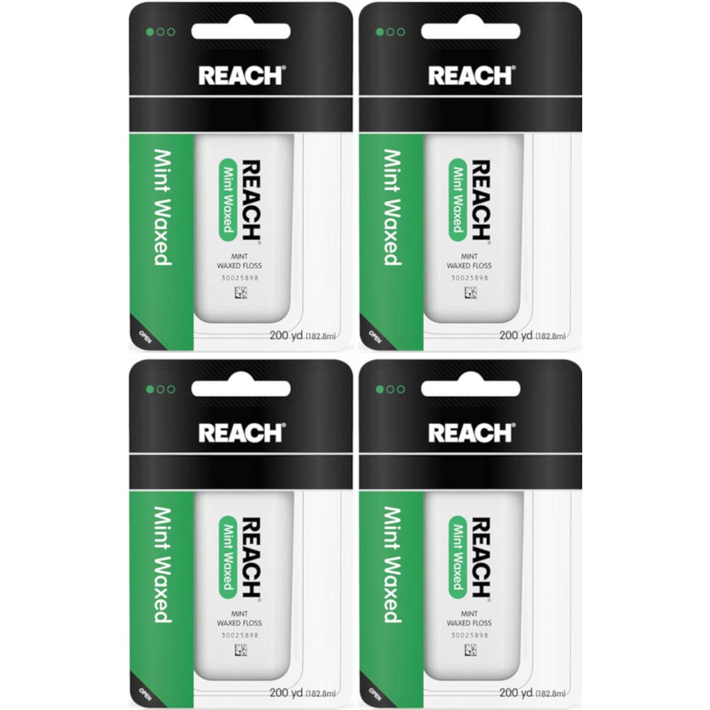 Reach Dental Floss, Waxed, Mint, 200 Yard each, Pack of 4