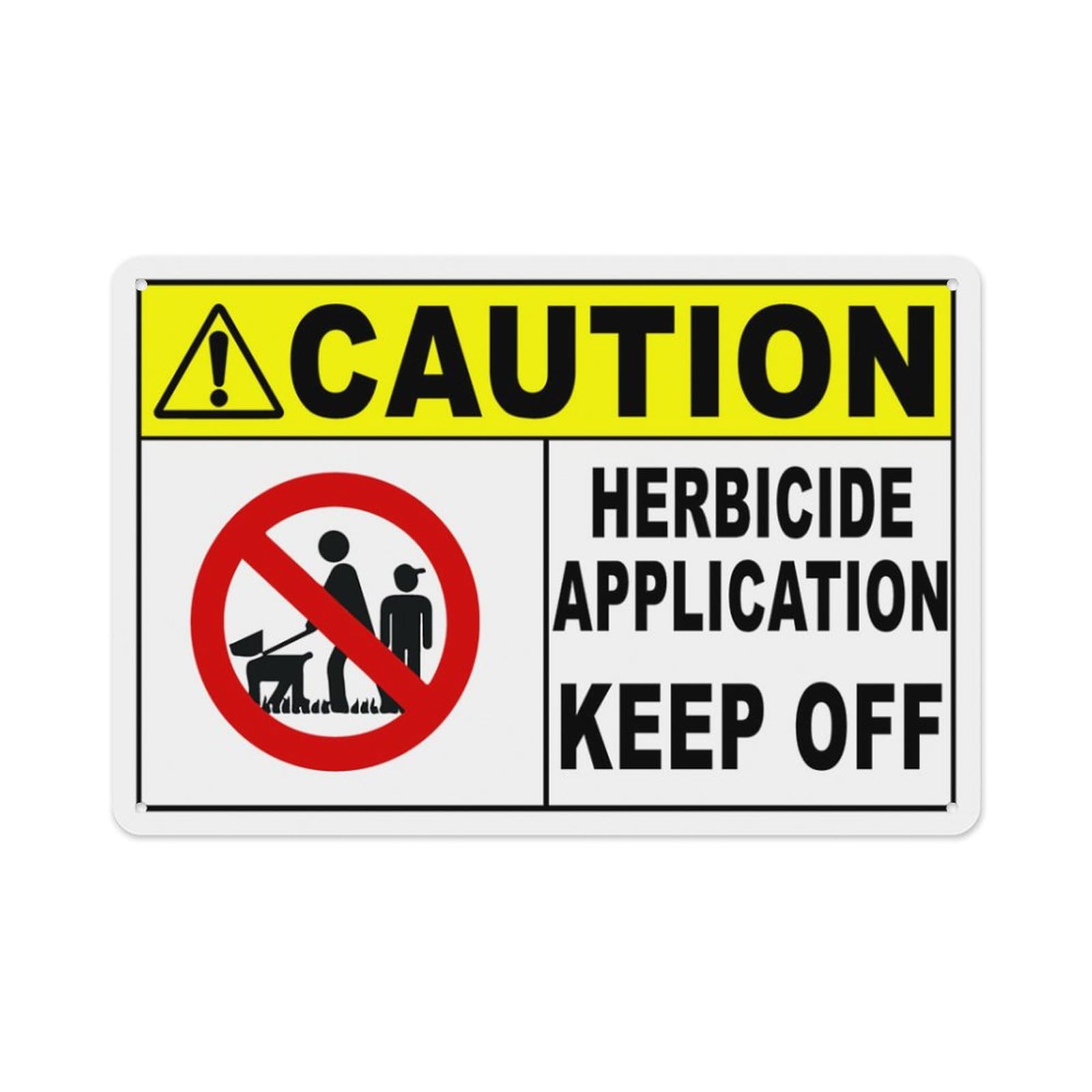 Peiyeety A04 Caution Herbicide Application Keep Off Sign Aluminum Tin Warning Signs For Home Outdoor Garden 8X12 Inches