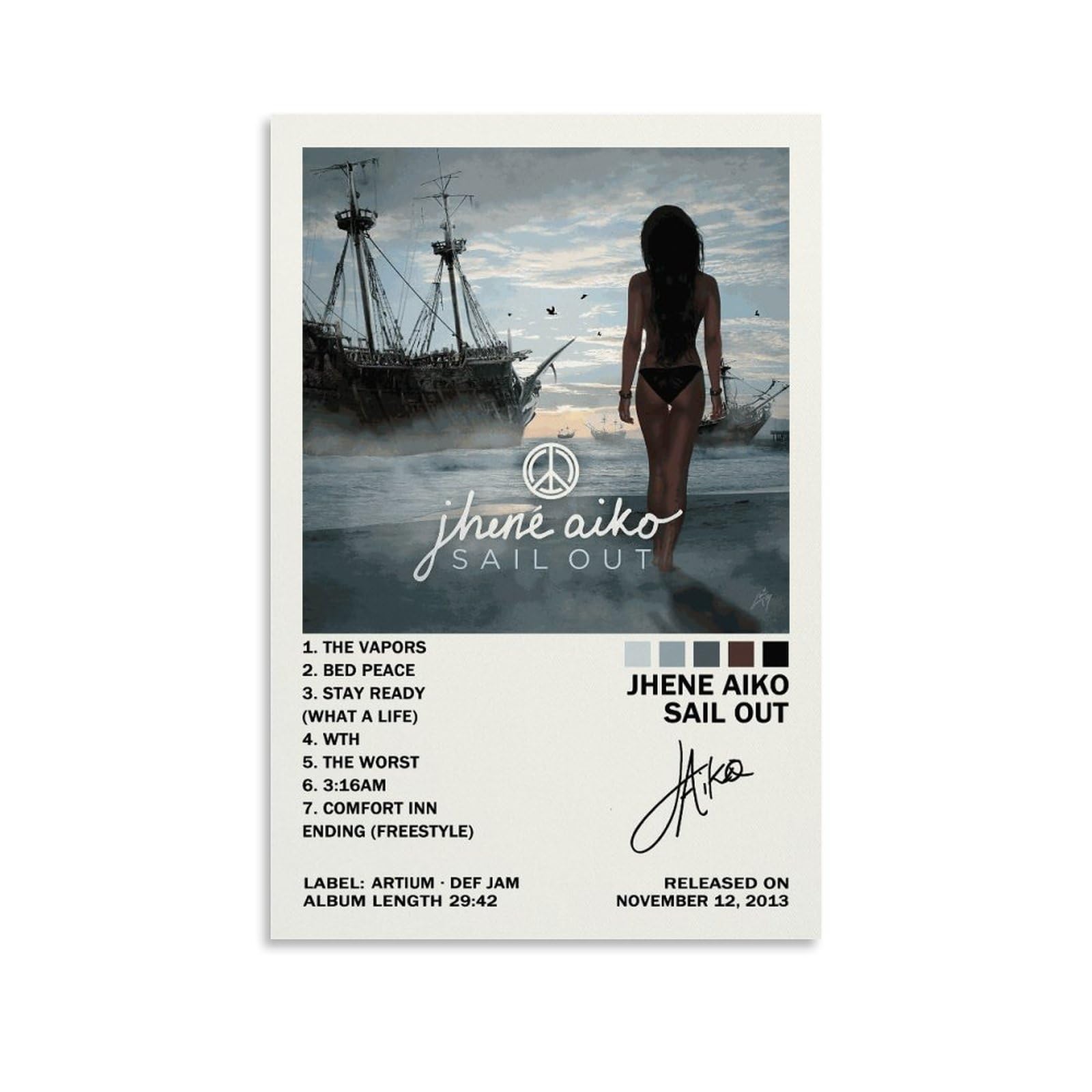 Jhene Aiko Sail Out Poster Canvas Wall Art Living Room Posters Bedroom Painting 12x18inch(30x45cm)