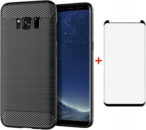Asuwish Funda para Samsung Galaxy S8 Plus con protector de pantalla de vidrio templado y accesorios para celda, protector delgado Glaxay S8plus S 8