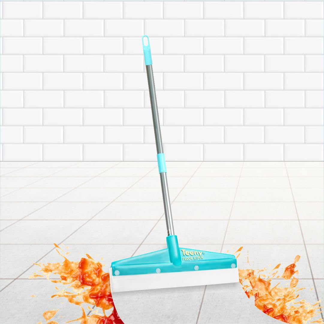 UNIQUE Teeny Wiper for Bathroom Floor Cleaning Foldable Short Metal Handle Rod & Virgin Plastic Blade (12x36in) with Synthetic EVA Rubber for Floor Drying (Pack of 1)-picture-19