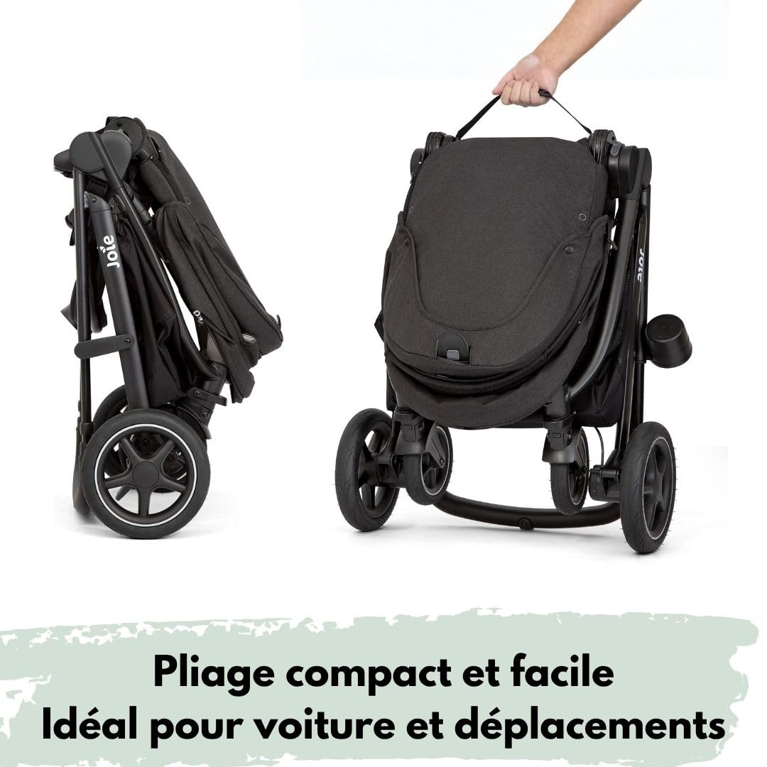 Joie Versatrax Poussette Bébé Réversible jusqu'à 22 kg - Shale | Dès la naissance, position allongée, pliage une main, inclus habillage pluie, adaptateurs et pack accessoires XXL