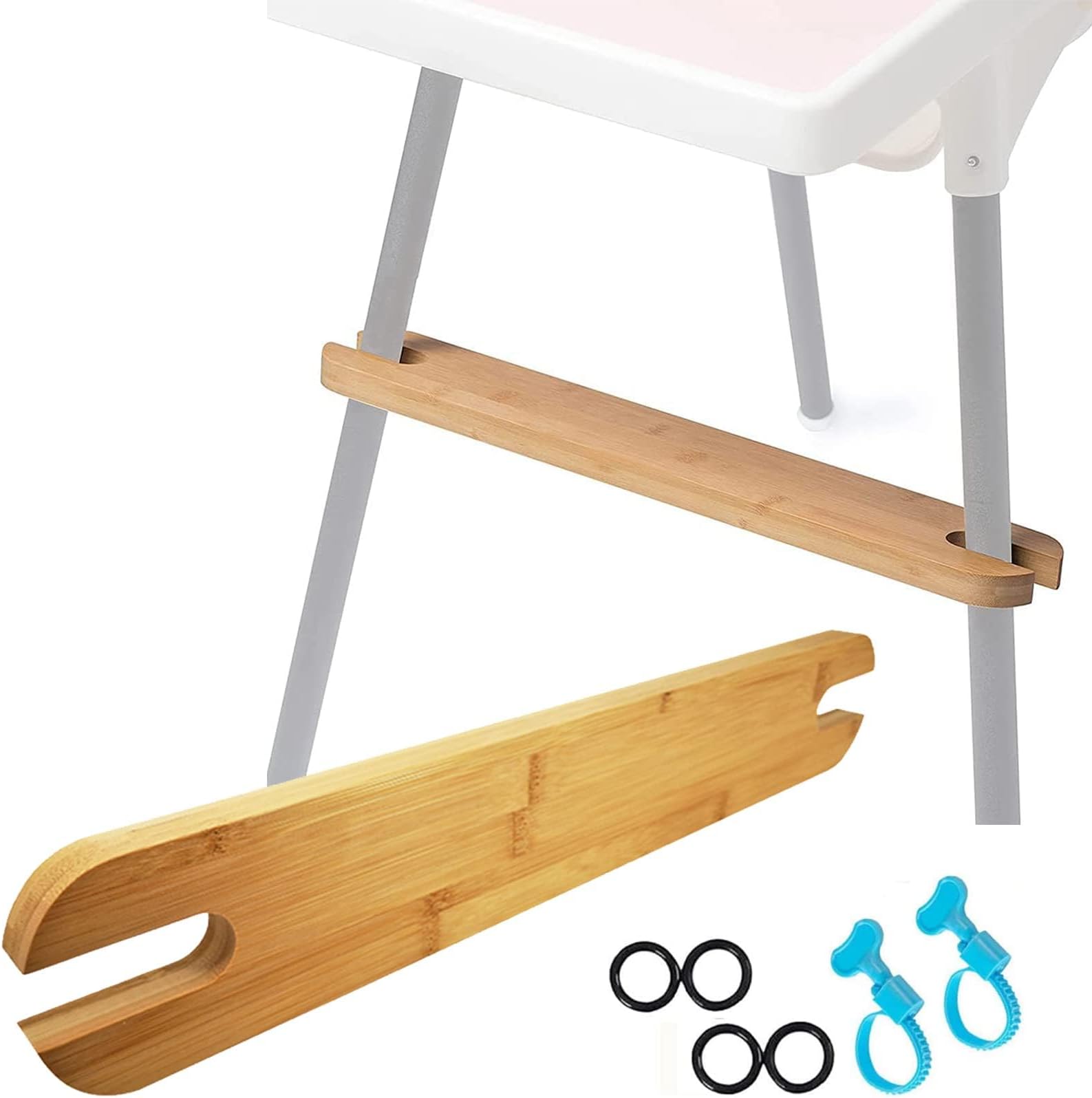 MLZYKYJZ High Chair Footrest, Adjustable Height Natural Bamboo Baby Highchairs Pedestal, Suitable for IKEA Antilop High Chair Footstool and Other Similar Types. Please Check Suitability See Images.