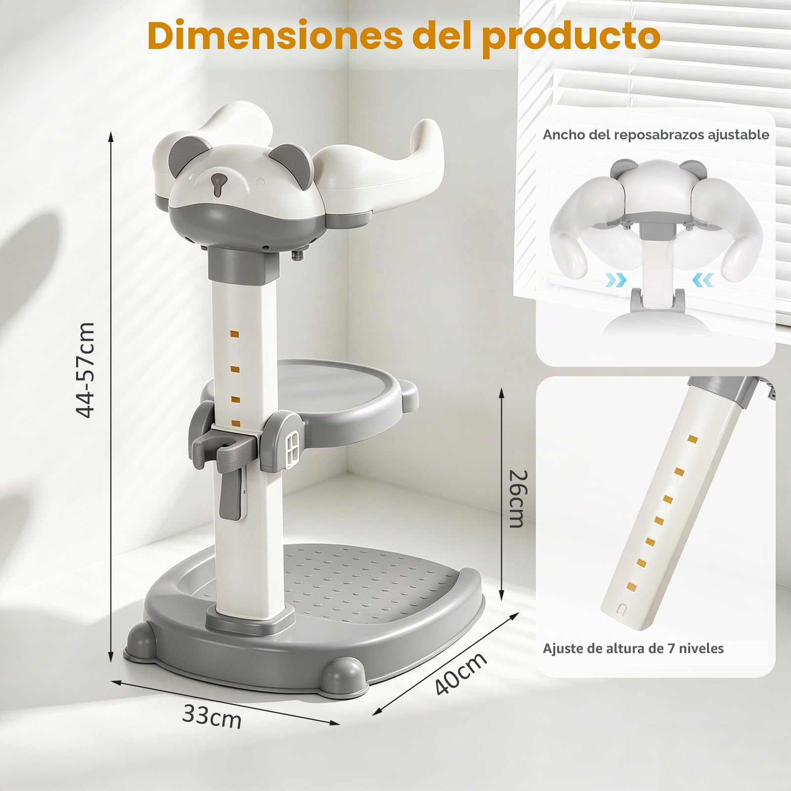 Soporte de Bañera para Bebé, Torre de Bañera Ajustable para Bebé que se Pone de Pie, Asiento de Bañera para Bebé desde hasta Niño Pequeño (8-36 Meses) para Bañarse y Cambiar Pañales (Gris)