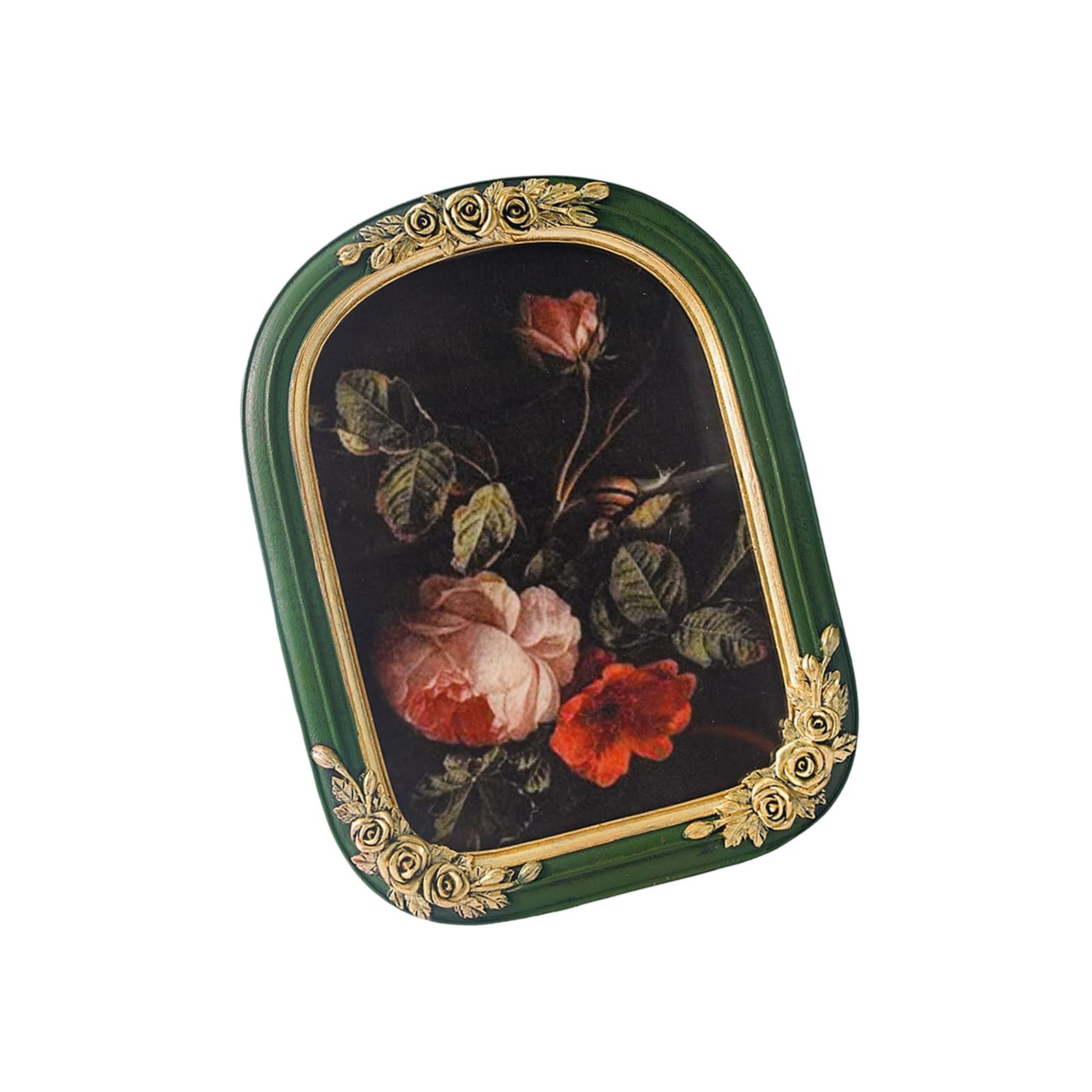 Mekalero Multicolor Antique Flroal Carving Arched Picture Frame With Hanging Hook And Stand For Wall Or Tabletop Decoration Display Resin Picture Frame