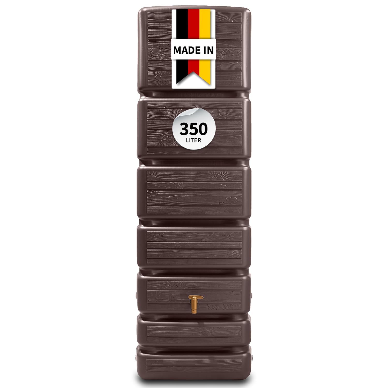 4rain Slim Wood Decor Regentonne 350 Liter Darkwood Wandtank, Wassertank | Regenfass, Regenwassertonne, Regenwassertank, Wasserbehälter, Wasserfass, Wassertonnen für Garten, Wassertonne