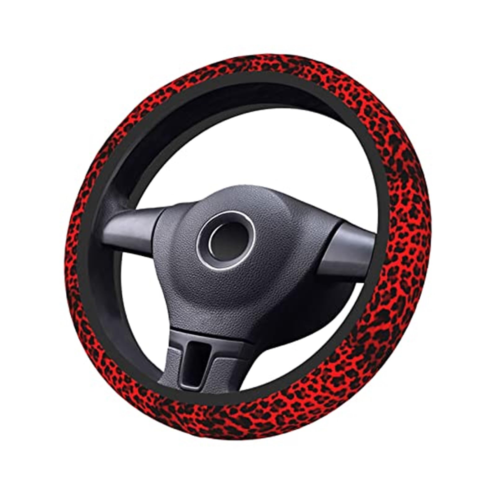 Funda Universal para Volante de Coche, elástica, Antideslizante, con Estampado Leopardo Rojo, 15 Pulgadas Funda para Volante