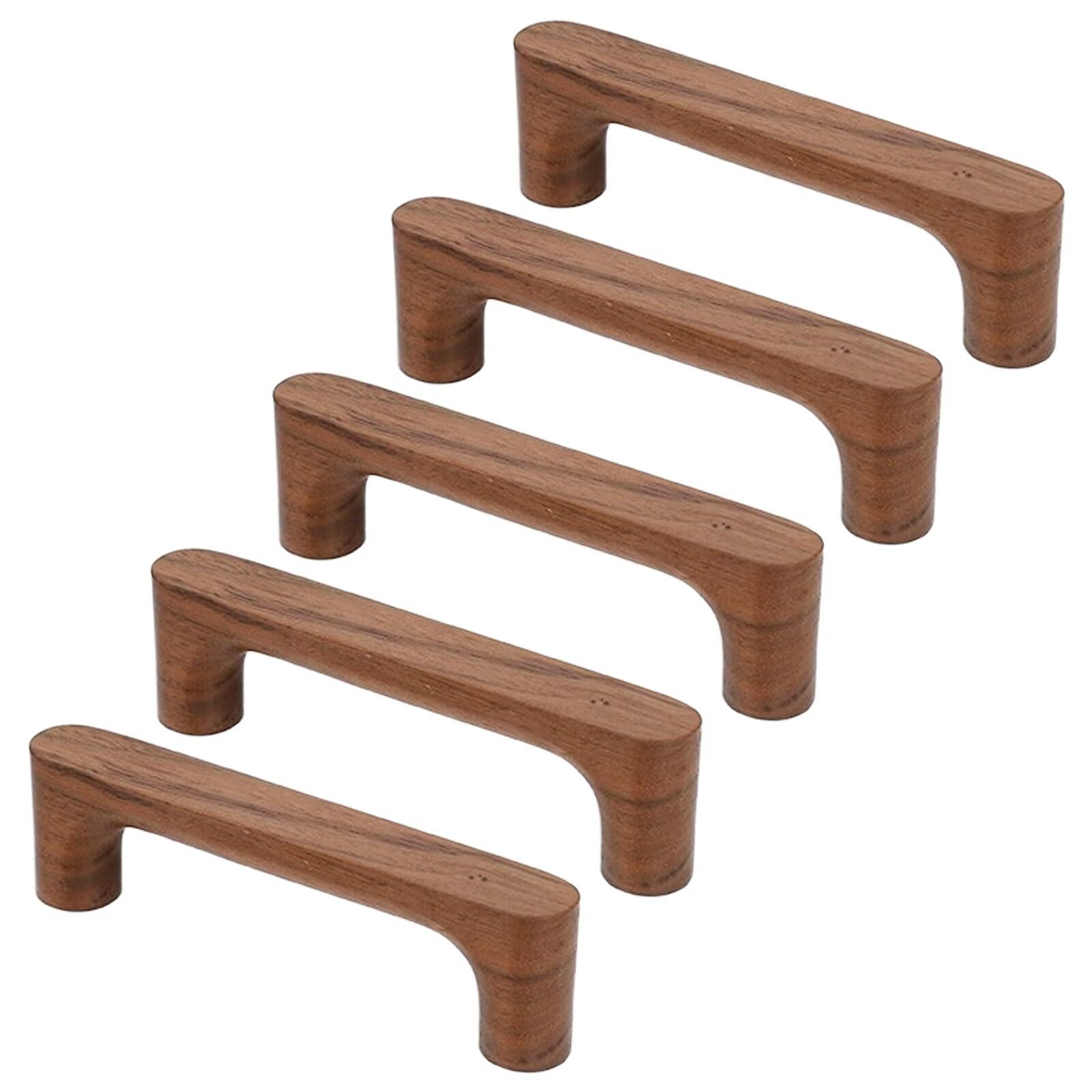 TYYCKJ 5PCS Solid Walnut Wood Knobs Wooden Cabinet Handles Drawer Pull Handle for Cupboard Wardrobe Dresser Closet Door Home Decoration Furniture Pulls, 96mm Hole Distance