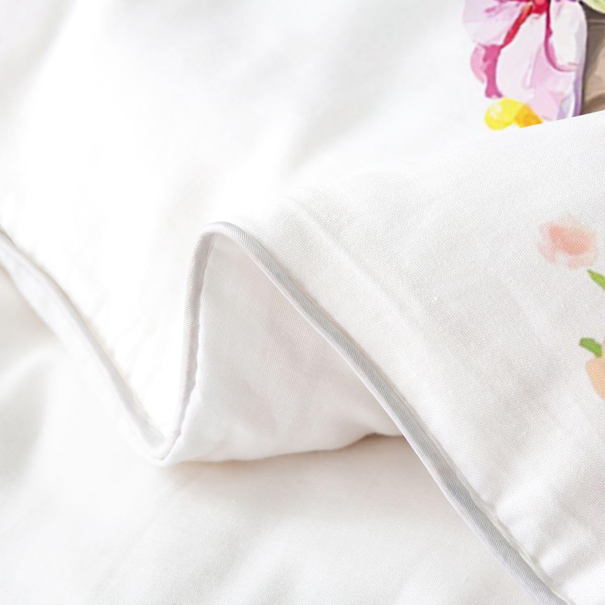 Wesołych Świąt Wielkanocnych, 100% naturalna bawełna, kołdra XL, rozmiar XL, Kawaii, zwierzęta, kwiaty, zestaw pościeli, kolory akwarelowe, pisanki wielkanocne, kwiecista narzuta na kołdrę