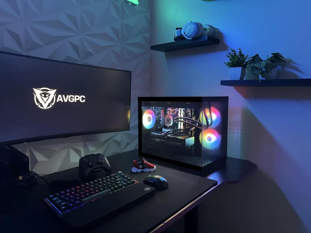 AVGPC Hellfire Gaming PC AMD Ryzen 5 9600X; Radeon RX 9060 XT 16GB VRAM; 32GB DDR RAM; 1 TB NVME M.2 SSD; 360mm AIO Liquid Cooler; ARGB Fans; WiFi/AC ; Dual Chamber Case; Windows 11 Home