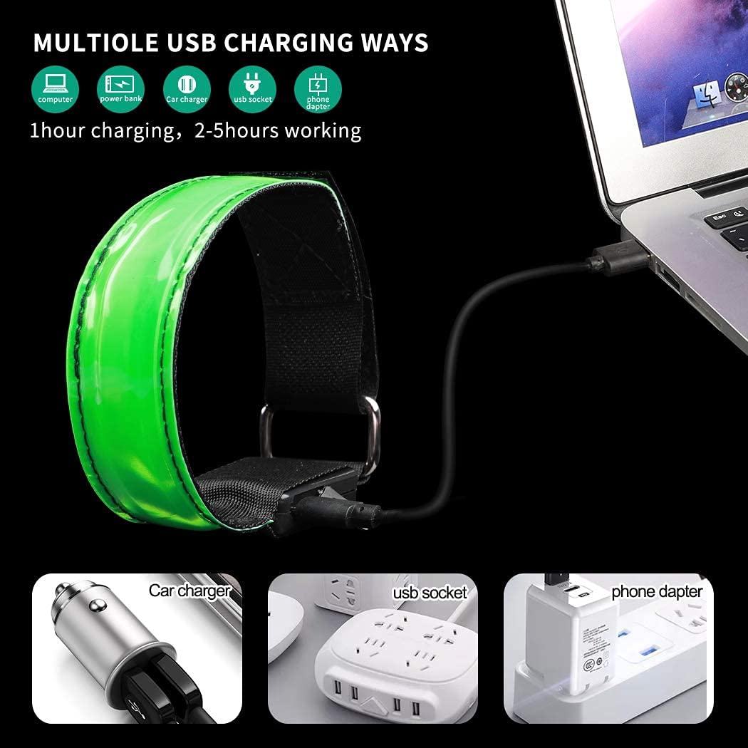 Brazalete LED, luces de correr de la brazaleta intermitente for los corredores Hombres y mujeres, LED reflectante LED Brazalete de seguridad LED Pulsera LED for correr, Ciclismo, Paseo de perros al ai