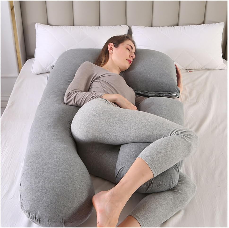 Long U Shaped Full Body Cuddly Comfort Pregnancy Support Pillow Maternity Pillow for Side Sleeper, Pregnancy Body Pillow with Washable Cover 140 * 70CM,Green,140 * 70