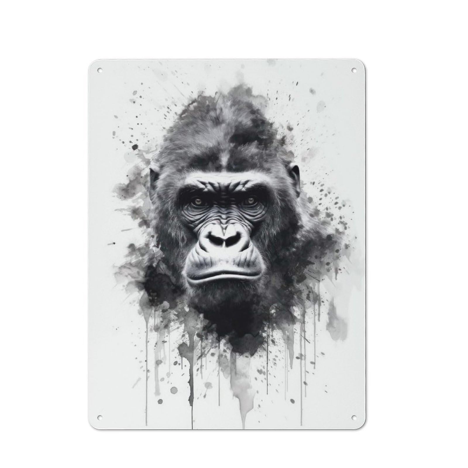 Tin Wall Sign with Gorilla Beauty Black Ink Design 40x30cm, Classic Diner Style Decor for Bakery, Diner, Cafe Or Family Room