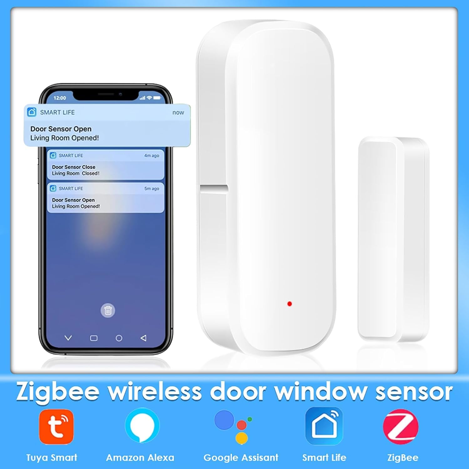 10xZigbee Smart Türsensor, WiFi Smart Türsensor, Smart-Home-Systemen, kabelloser Fensterkontakt-Sensor für Heimsicherheit und Smart-Home-Automatisierung