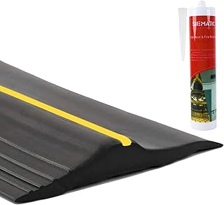 ToLanbbt 10Ft/3M Universal Garage Door Rubber Threshold Strip with 300ml Black Adhesive/Sealant, Weatherproof Seal