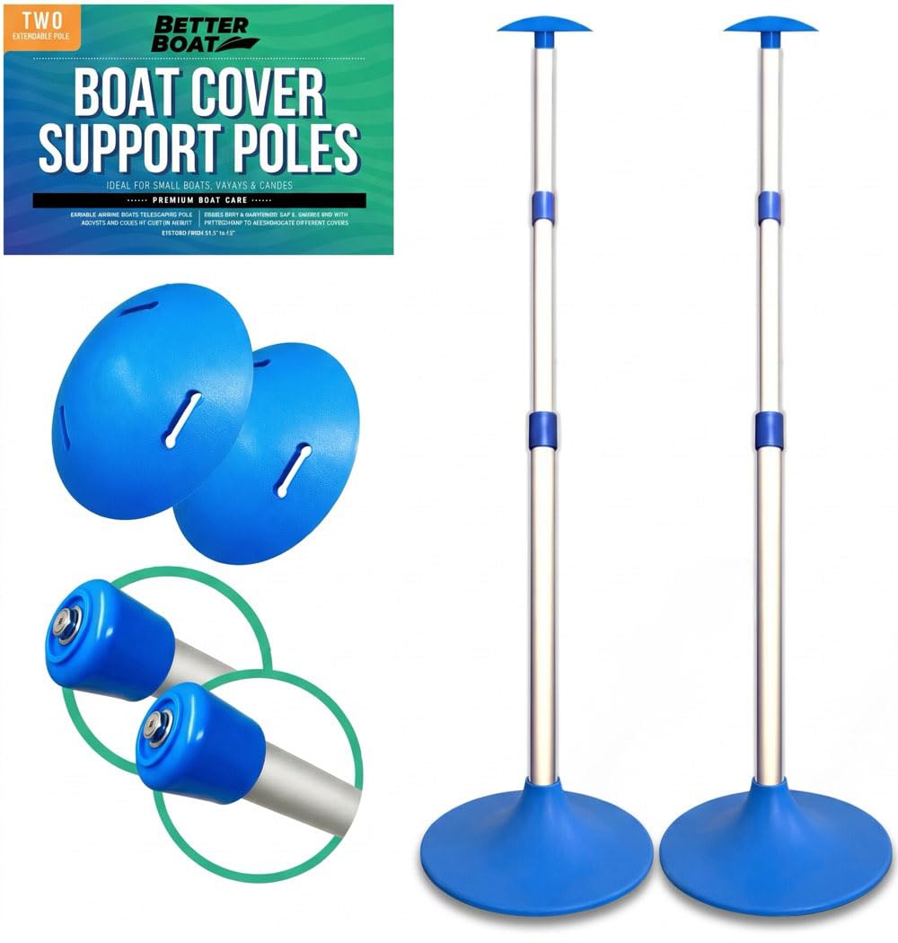 Bootsabdeckungs-Stützstange, verstellbares Stützsystem für Jon-Boote, Pontons, Aluminiumplanen, Bimini-Tops, Marinequalität, 2 Stück | Inklusive Oberteile, marinetaugliches Aluminium für Ponton Jon Bootsplane. Better Boat