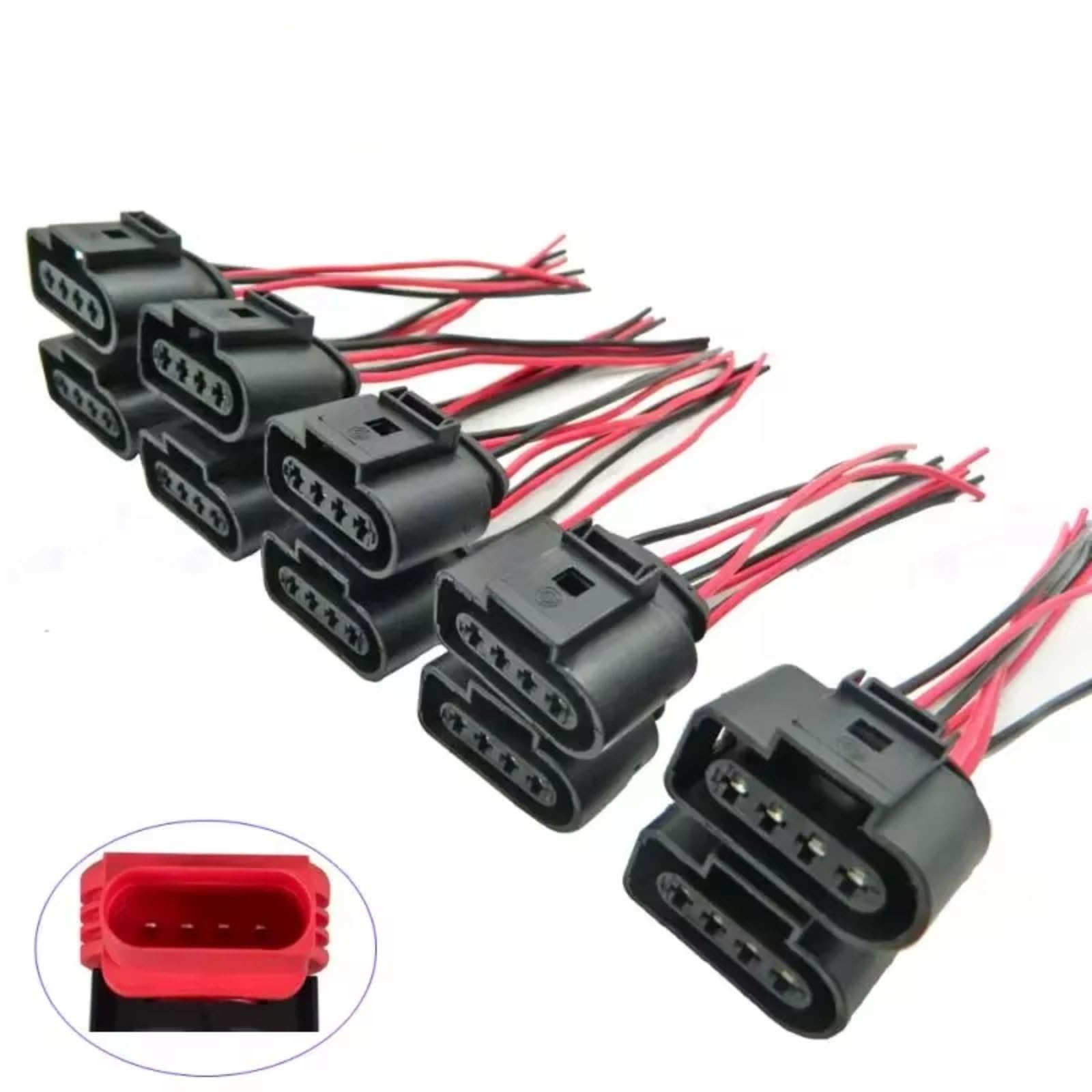 Kfz-Stecker für S4 4.2L 3.0T 2004-2016 und S5 3.0T 4.2L 2008-2016, Zündspulenstecker-Reparaturkabelbaumstecker 1J0973724 2011340 (10 Stück)