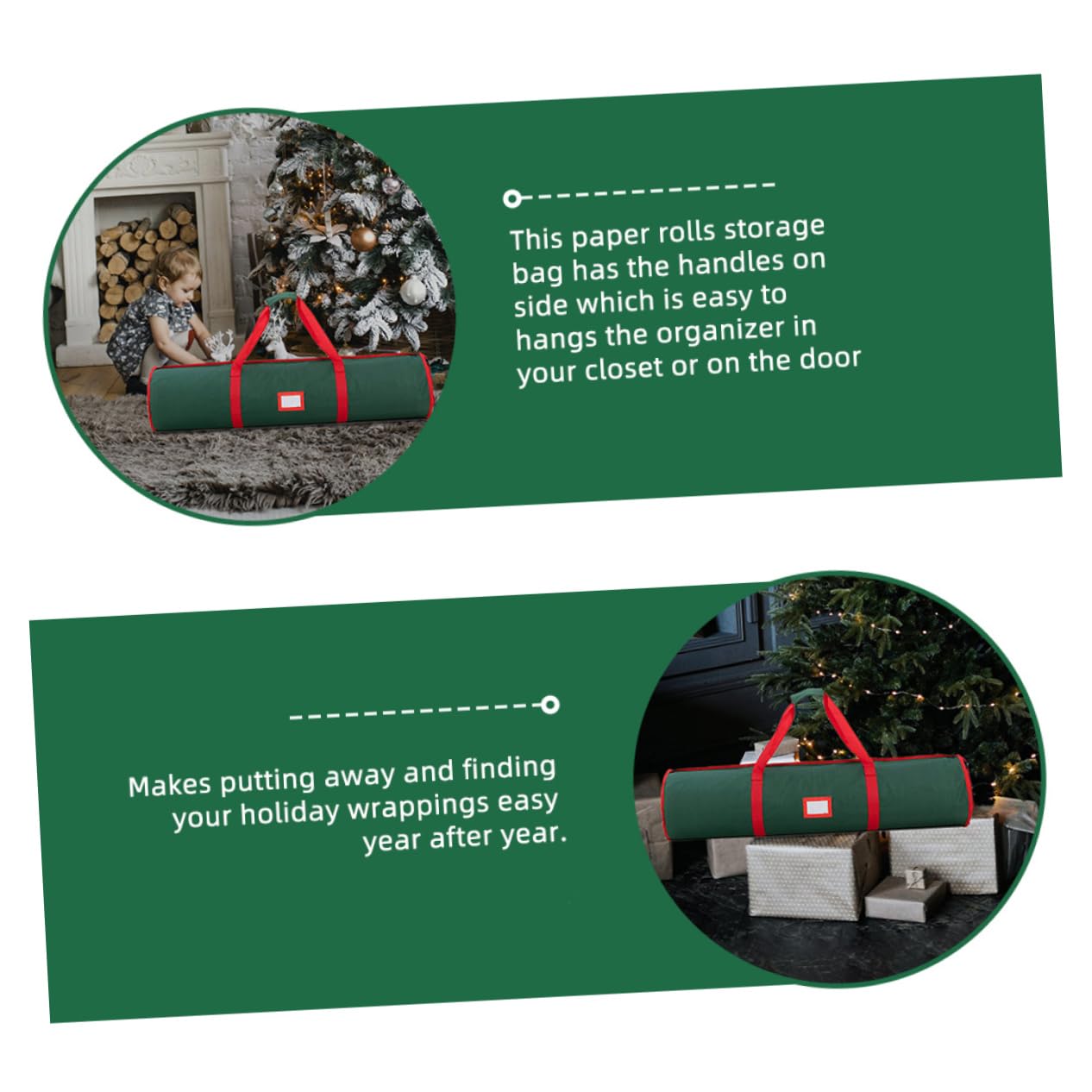 Unomor Packing Paper Storage Box Christmas Pouch Package Box Xmas Supply Party Supplies Thicken 600d Oxford Cloth Zipper Closure