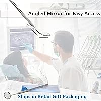 Vista 2 de Espejo dental de acero inoxidable #5 con mango de 6.5 pulgadas, herramienta dentista para inspección de limpieza de dientes