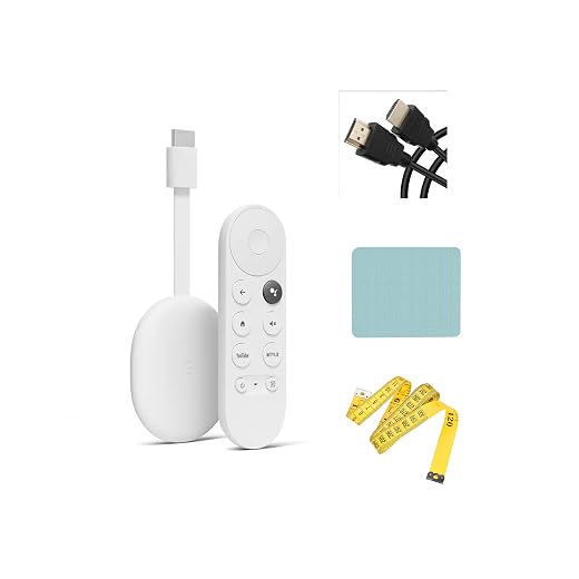 Google Chromecast with Google TV (4K)- Streaming Stick Entertainment with Voice Search - Watch Movies, Shows, and Live TV in 4K HDR - Snow + Accessories