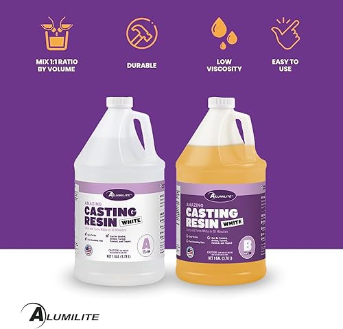 Miniatura 3 de Alumilite Increíble kit de resina de fundición blanca, 2 galones (1 galón parte A + 1 galón parte B), ideal para verter piezas duraderas pequeñas a