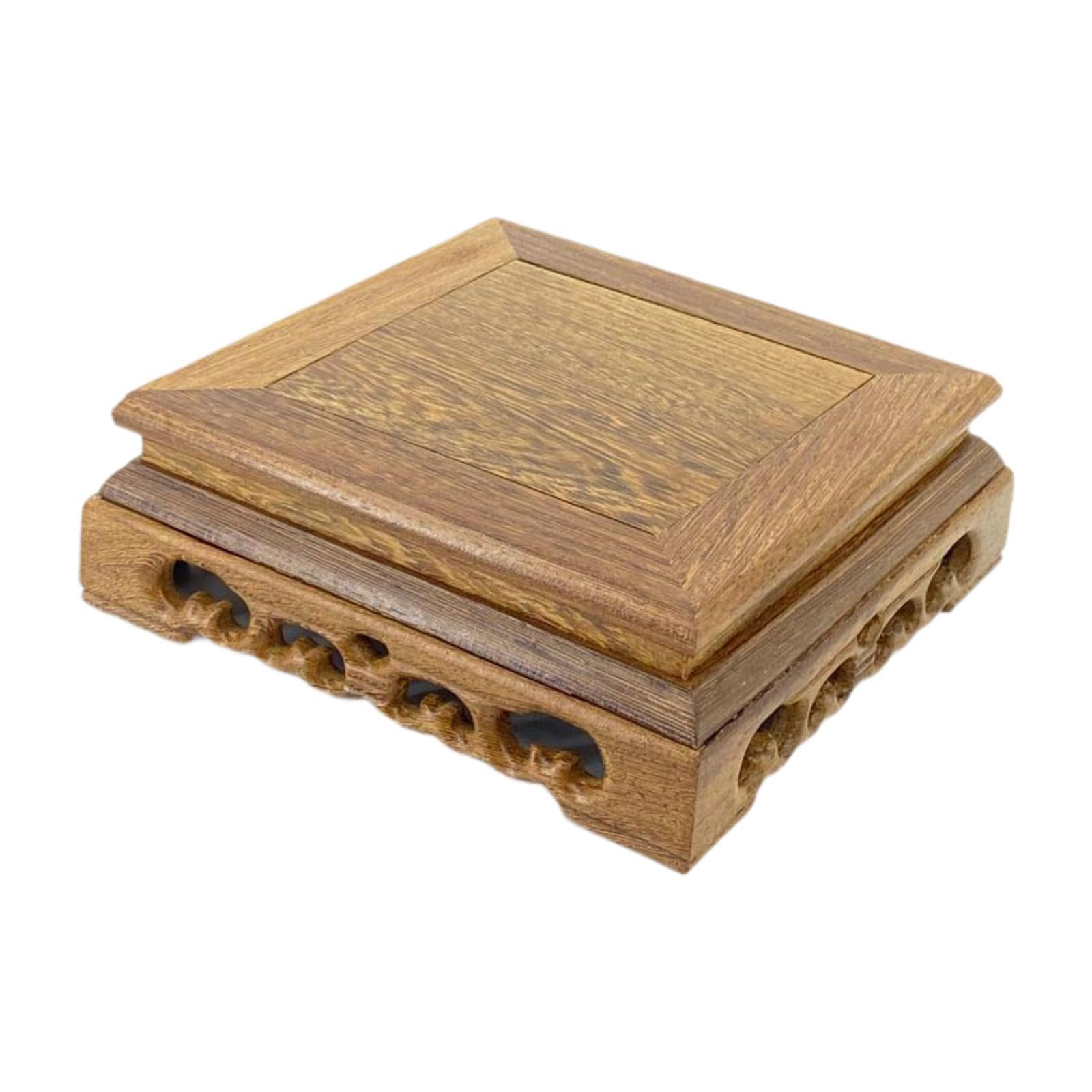 Display Stand Base Holz Pflanzgefäß Untersatz Kunsthandwerk Teekannen Basis Handarbeit Ornament Podest Holzstruktur für Wohnung Teestube Empfang, 18x18x6cm