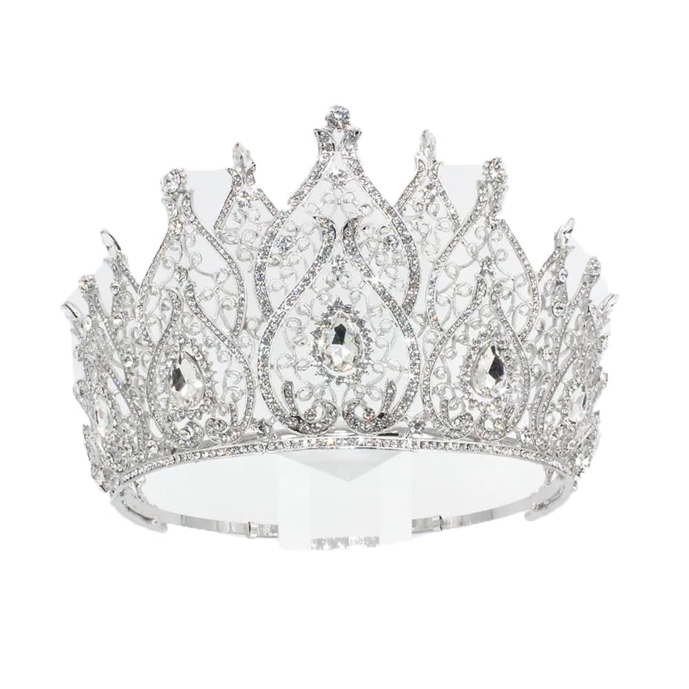 Kształt serca Korony Miss Universe Kryształowa duża okrągła korona i tiary Wesele Akcesoria do włosów (posrebrzane)