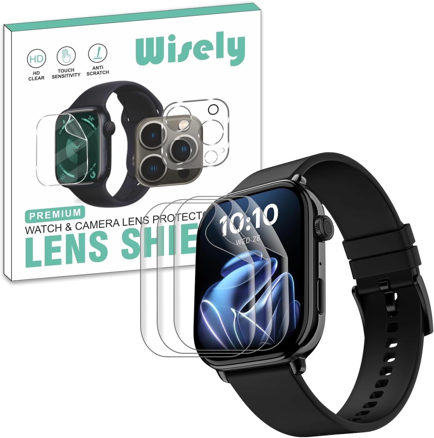 - Wisely Screen Guard Protector For Noise Pulse 4 Max Smartwatch |1.96"| Bubble Free, Easy installation kit, HD Clear, Full Cover (Noise Pulse 4 Max, Pack of 3)