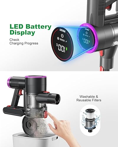 Miniatura 4 de Aspiradora inalámbrica, aspiradora plegable recargable, potente aspiradora ligera de succión para el hogar, antienredos, autoportante para pelo de