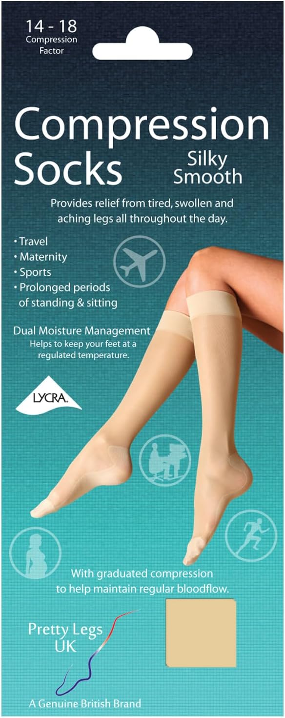 Ladies Pretty Legs Knee High Silky Smooth Compression Travel Socks DJ4S