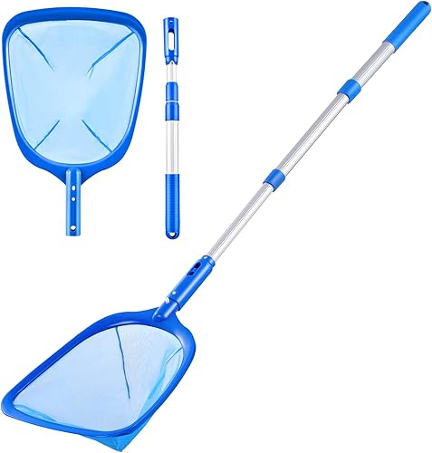 Escumador de Piscina - Red de Piscina con Poste de 3 Secciones, Red de Escumador de Piscina de 122 cm con Poste de Longitud Total, Redes de Piscina