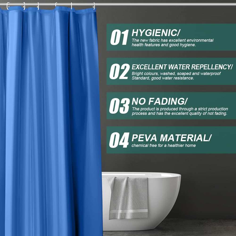 URAQT Shower Curtain Anti Mould, Waterproof PEVA Bath Curtains, Mildew Resistant Bathroom Shower Curtain with 12 Hooks - Image 4