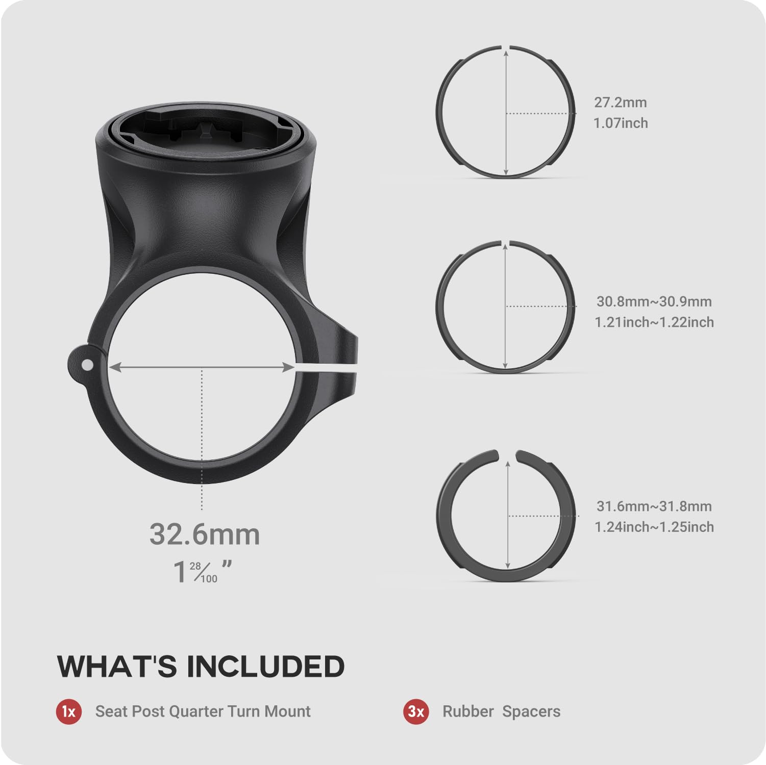 TUSITA Quarter Turn Sztycy Uchwyt Kompatybilny z Wahoo TRACKR RADAR - Pasuje do Kierownic 27.2mm 30.9mm 31.6mm Sztyca