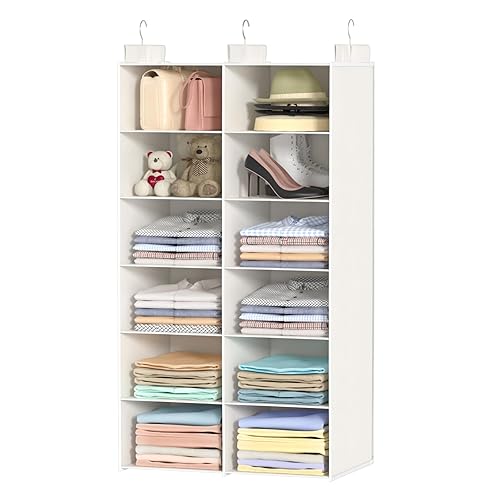 Dual-Row Hanging Closet Organizer – Foldable Clothes Storage Shelves with