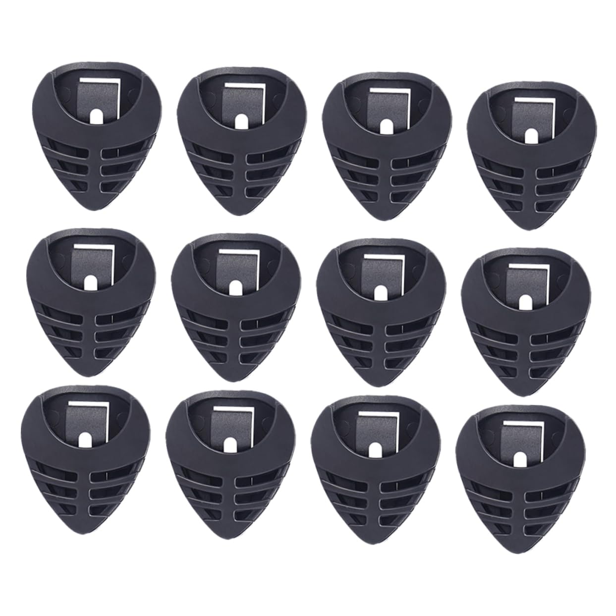 HANABASS 50Pcs Self Adhesive Guitar Pick Holder Boxes Portable Bass Pick Storage Durable Black Plectrum Cases for Easy Access and Transport for Musicians and Guitar Enthusiasts