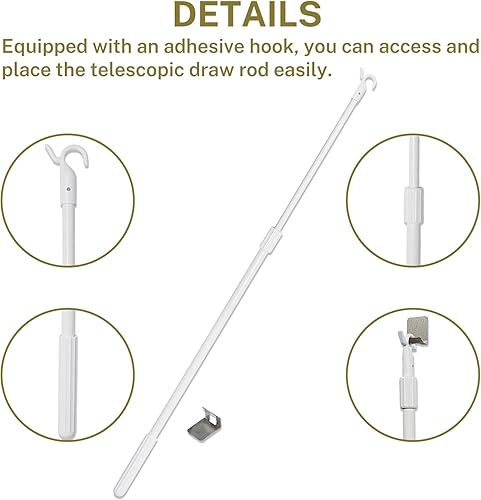 Miniatura 5 de moonice Barra de tracción mejorada para persianas y persianas sin cordones, persianas celulares, persianas enrollables, persianas romanas, de