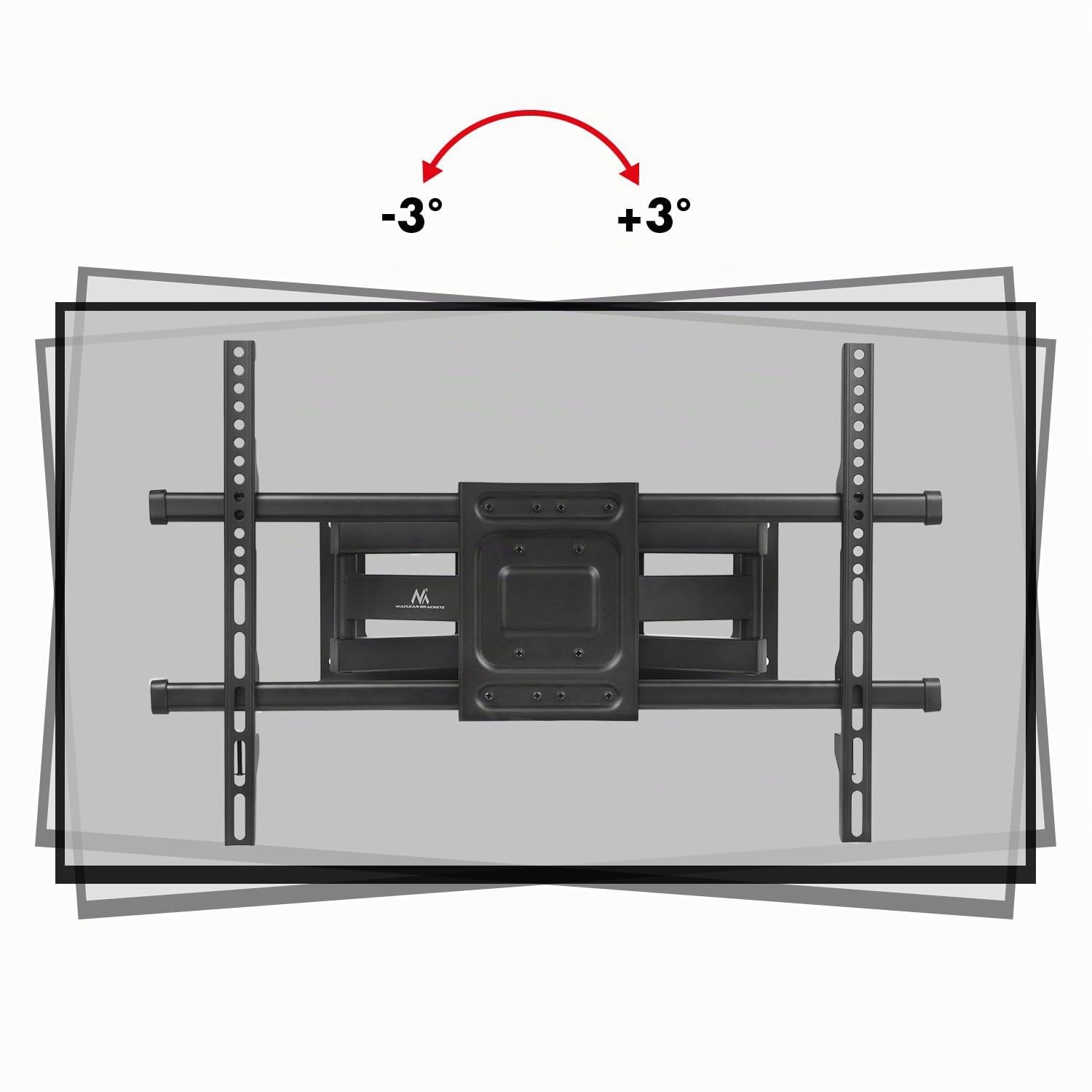 Maclean Supporto da parete per TV da 32 a 85", inclinabile e orientabile, portata fino a 60 kg, distanza dalla parete 65 – 390 mm, VESA 200 x 100 – 600 x 400 cm, per OLED QLED LCD, con livella a bolla