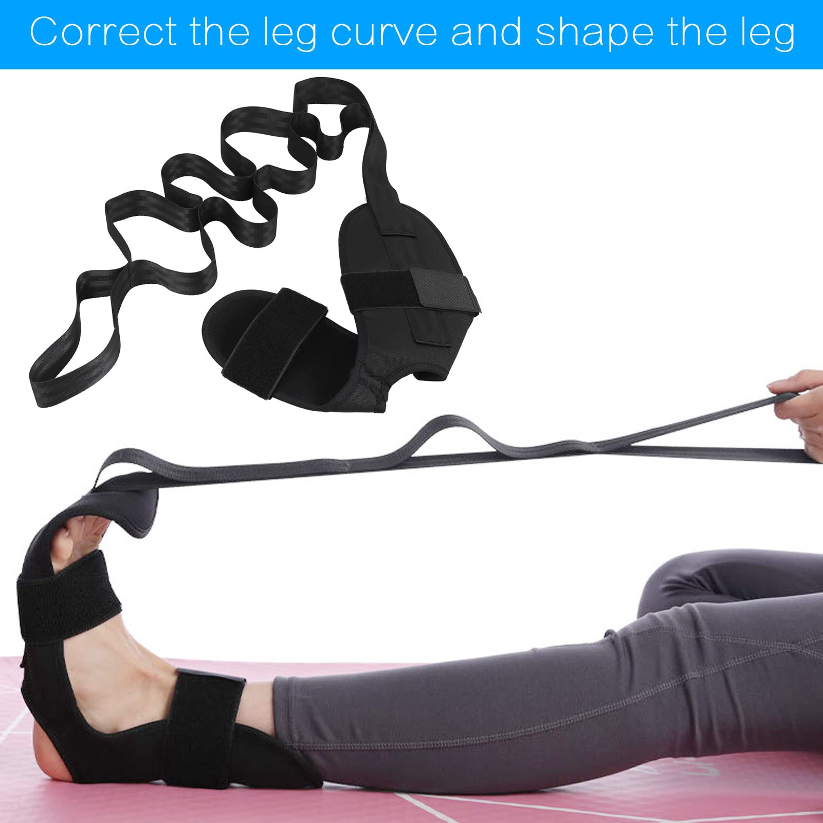 Sangle De Yoga Hejo – 6 Boucles, étirements Jambes, Cheville, Mollets – Avec Sac Filet, Polyester Coton – Noir