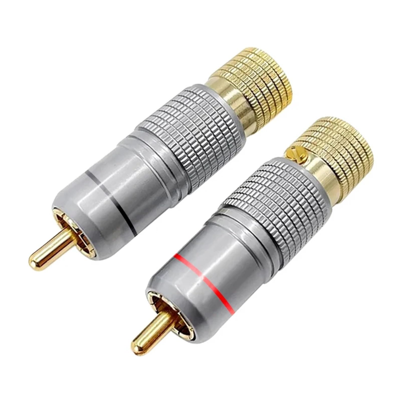 2/4/8/16 pièces Hifi RCA prise verrouillage connecteur Coaxial sans soudure 10mm adaptateur de câble Audio plaqué or ESSEIEIE(Black,4PCS)
