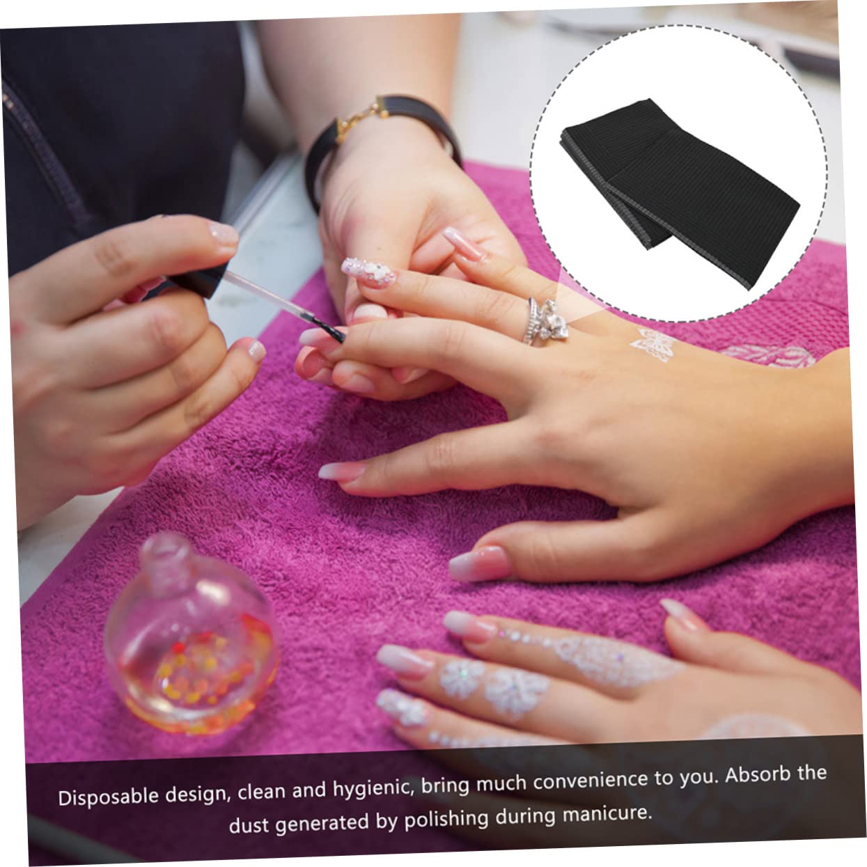 Tovagliette Monouso per Nail Art 125 Pezzi in Carta Nero, Supporto Manicure Morbido senza Odore per Saloni Nail Art e Ufficio