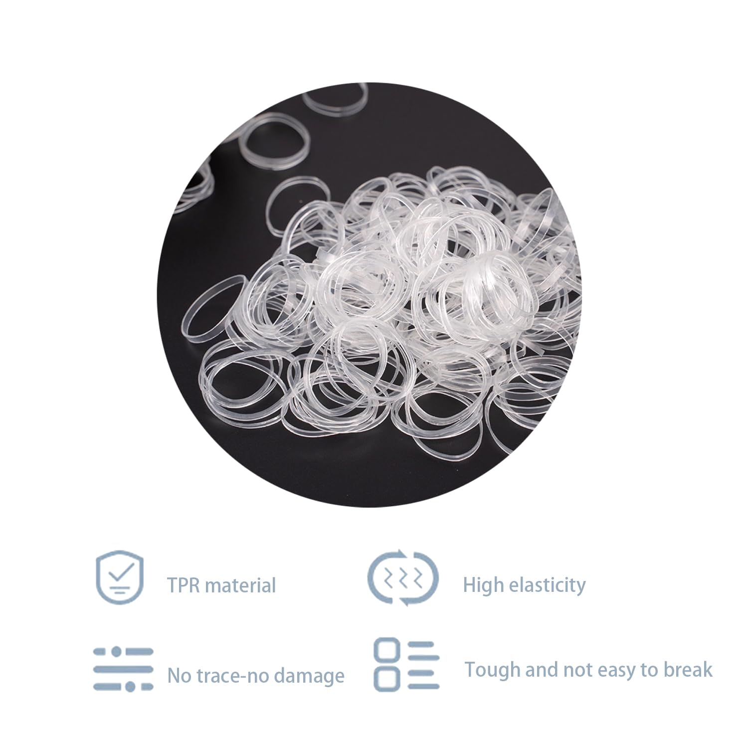 WANBY Elastic Hair Bands for Women 750Pcs Hair Ties Bands Soft Elastics Ponytail Holders Hair Ties for Girls Toddler (Clear) - Image 3