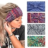 Stirnband Damen Breite Elastische Weiche Boho Haarbänder Leopard Print Haarschmuck Yoga Sport Haarband Mehrfarbig Haarreifen Damen(K)