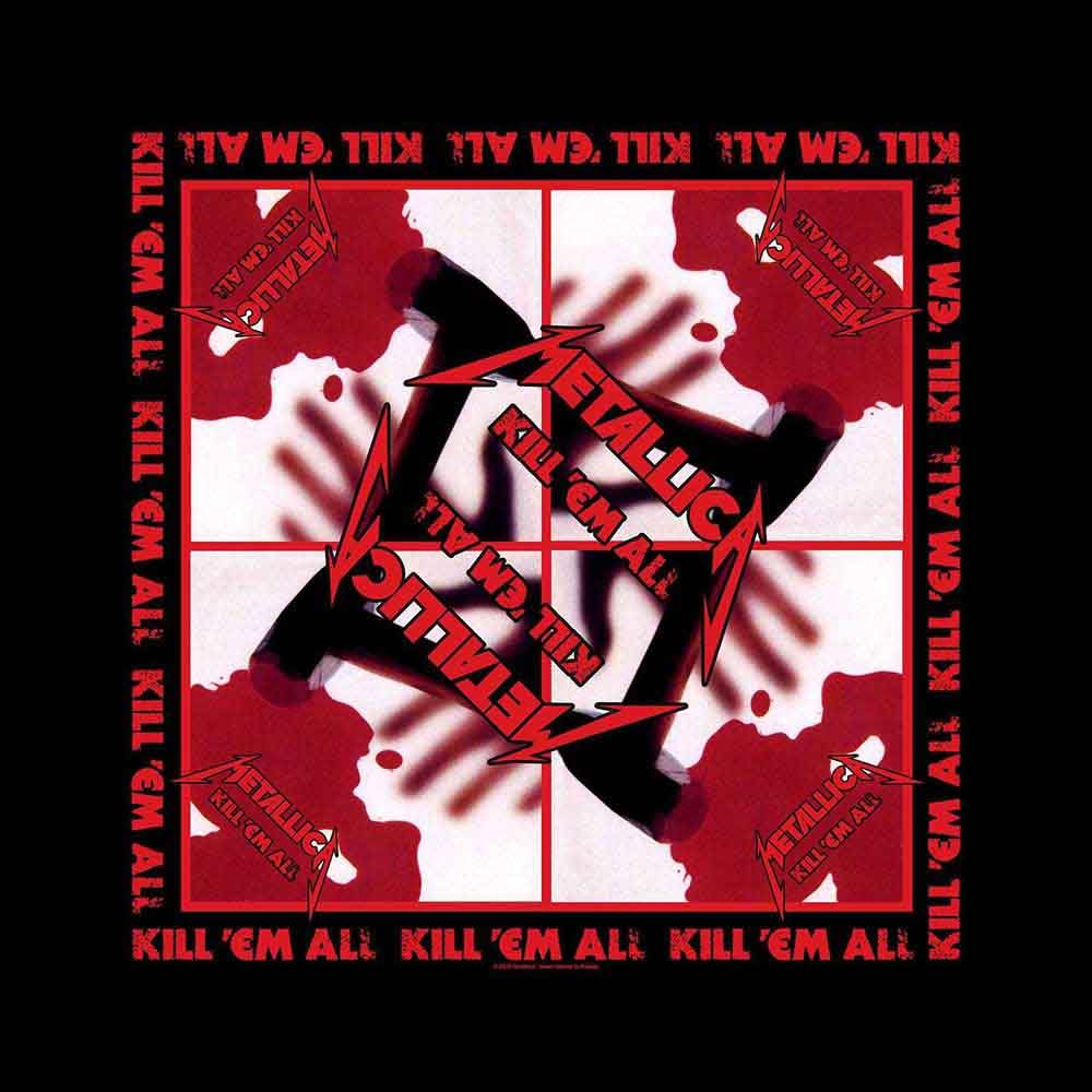 Metallica Men's Black/Red/White Bandana Kill Em All Band Logo Official One Size