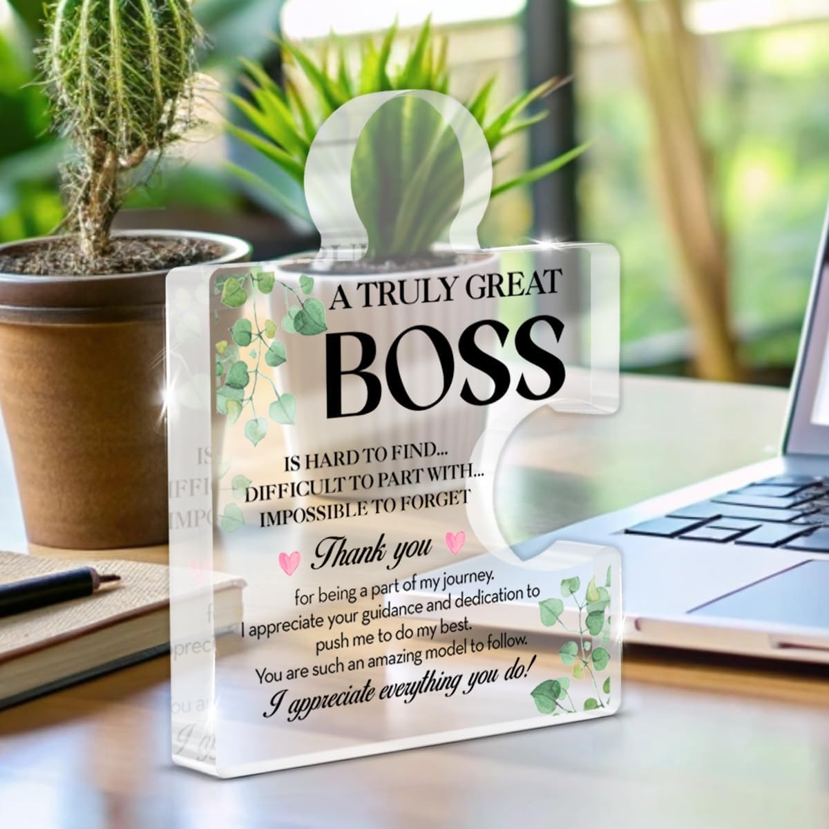 Boss Gifts for Men Women Desk Office, Thank You Gift for Boss Female Male Leaving Retirement Boss's Day Christmas, Bosses Gift Acrylic Puzzle Plaque Decorations - Image 3