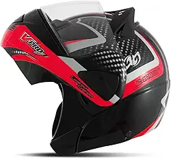 CAPACETE ESCAMOTEÁVEL PRO TORK V-PRO JET 2 CARBON PRETO - VERMELHO TAM. 62