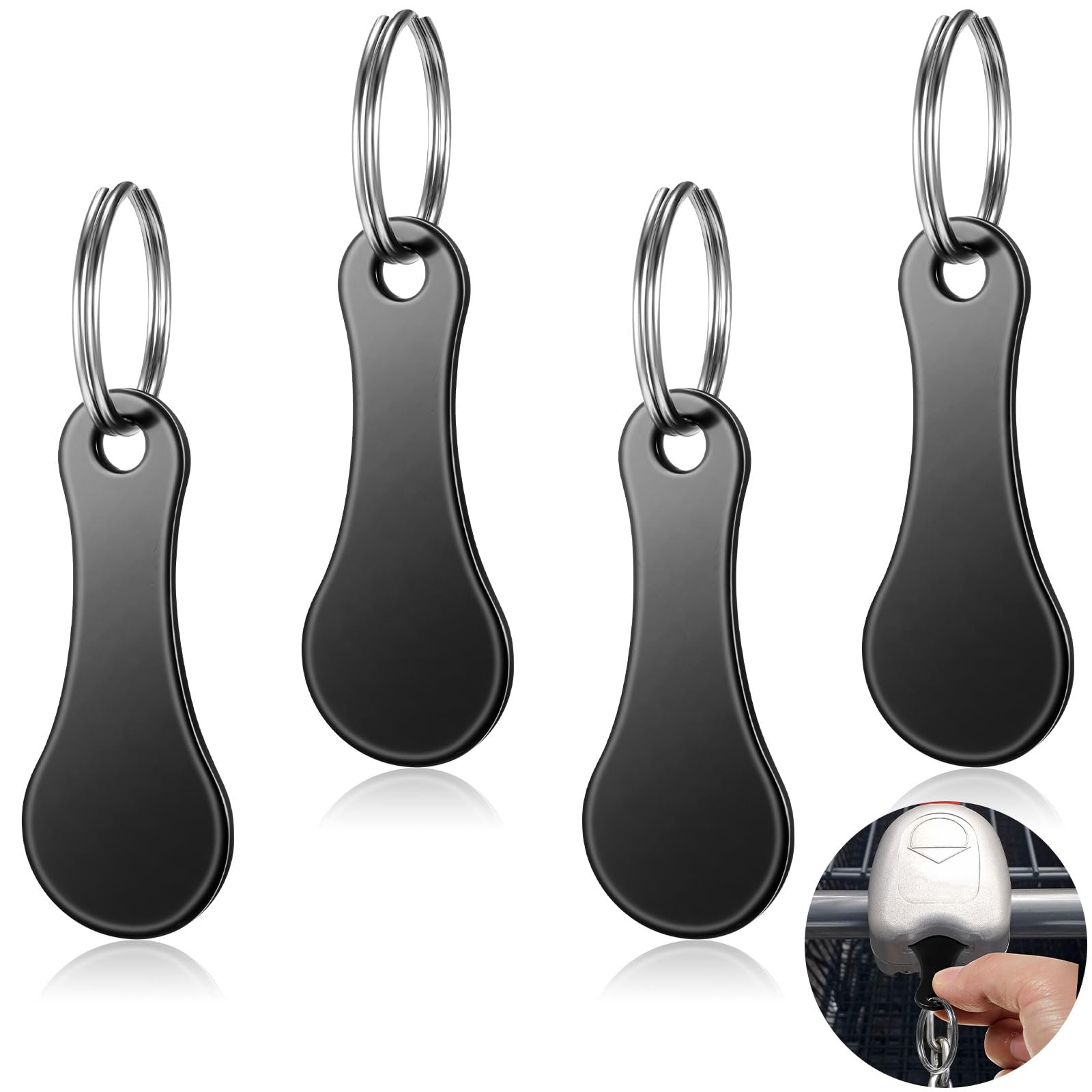 Shimeyao 4 Pcs Shopping Trolley Tokens Cart Keychains Key Ring