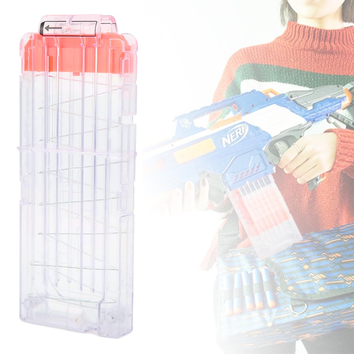 PATPAT Children Soft Bullet Quick Reload Clip for Nerf Elite Series - Pack of 18 Bullets Ammo Cartridge Dart, Plastic Toy Gun - Gift for Boy (Transparent)