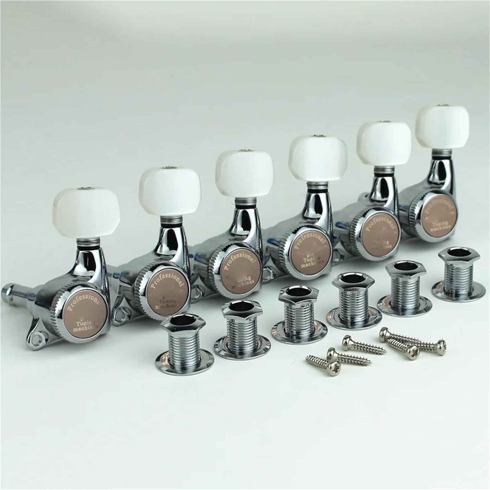 Guitar String Tuning Pegs 6Pcs Guitar Locking Tuners 1:18 Ratio Machine Heads Chrome(501P5 6R)