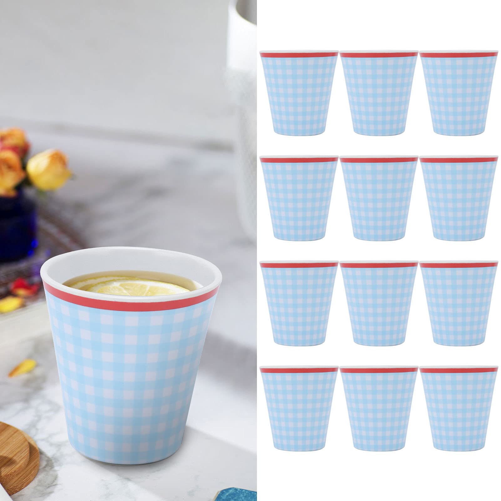 Ensemble de verres à boire Gobelets en mélamine pour enfants Gobelets Gobelets Pique-nique Verres à eau Incassable Jus Drinkware pour Camping Restaurant Beach Party Eau sans BPA pour lave-vaisselle